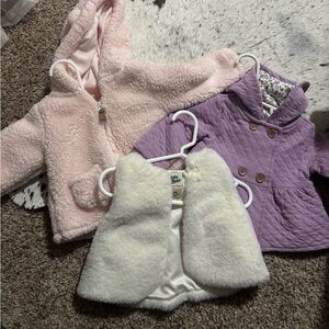 Pink and Purple Baby Jackets with White Vest bundle